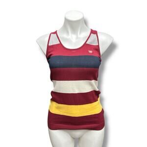 Heritage 1981 Tank Top Striped Scoop Neck Racerback Cotton Multi Sz L Preppy Y2K